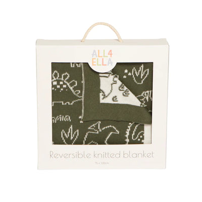 All 4 Ella Reversible Blanket - Forest Dino