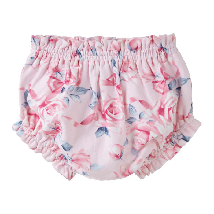 Designer Kidz Rose Bow Frilly Baby Bloomers - Pink