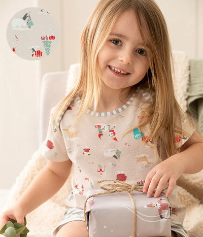 Love To Dream Kids Pyjama Set Short Sleeve 1.0 TOG - Snow Party Beige