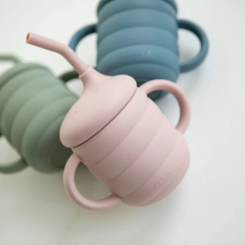 All 4 Ella Silicone Sippy Cup With Straw - Dusty Pink