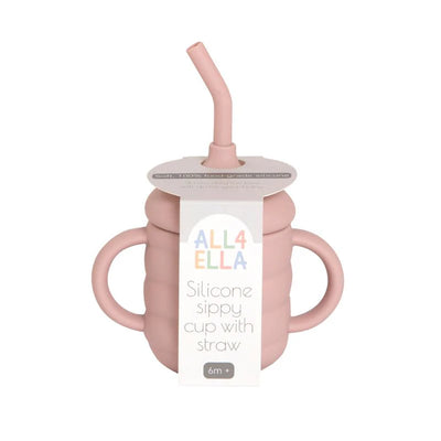 All 4 Ella Silicone Sippy Cup With Straw - Dusty Pink