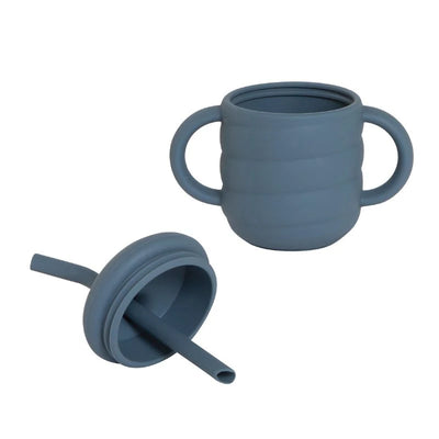 All 4 Ella Silicone Sippy Cup With Straw - Slate Blue