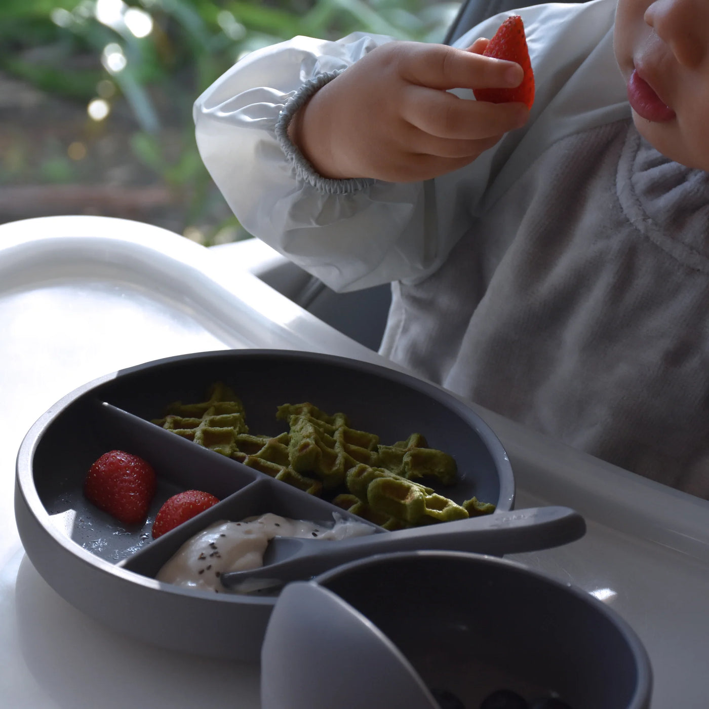 Playette Baby Silicone Feeding Set - 4 Piece - Grey