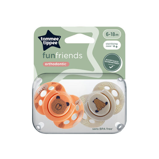 Tommee Tippee Fun Friends Soother 2 Pack - Peach Pack