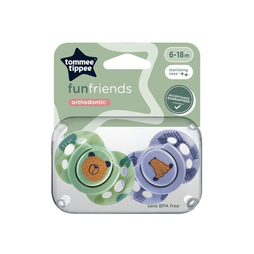 Tommee Tippee Fun Friends Soother 2 Pack - Green Pack