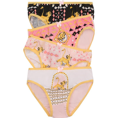 Rio Disney Lion King Girls 4 Pack Brief - Pink & Black