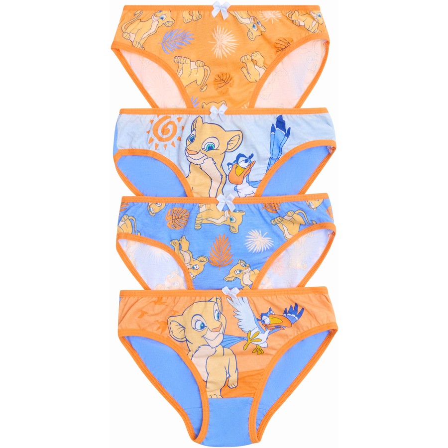 Rio Disney Lion King Girls 4 Pack Brief - Orange & Blue