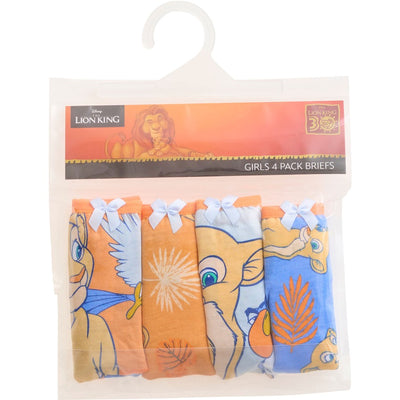 Rio Disney Lion King Girls 4 Pack Brief - Orange & Blue