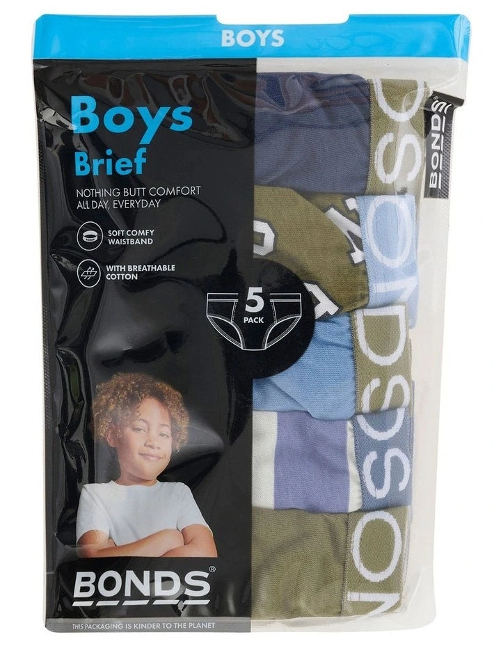 Bonds Boys Brief 5 Pack - Bonds Game Day