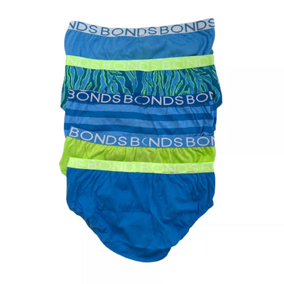 Bonds Boys Brief 5 Pack - Blue Lime Pack