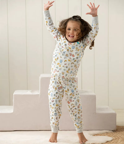Love To Dream Kids Long Sleeve Pyjama Set - Breakfast White