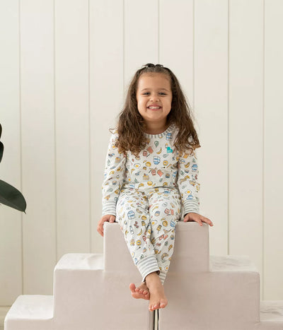 Love To Dream Kids Long Sleeve Pyjama Set - Breakfast White