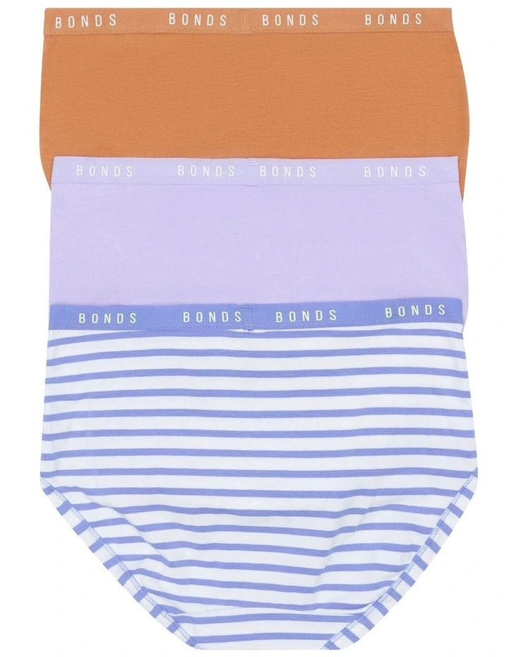 Bonds Womens Cottontails Full Brief 3 Pack - Still Life Stripe