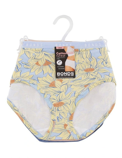 Bonds Womens Cottontails Full Brief 3 Pack - Sun Floral/Base Blush/Clean Slate