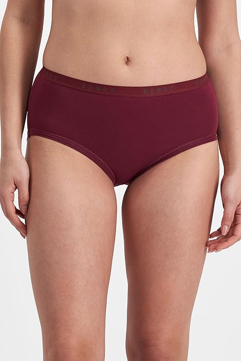 Bonds Womens Cottontails Full Brief 3 Pack - Print/Maroon/Navy