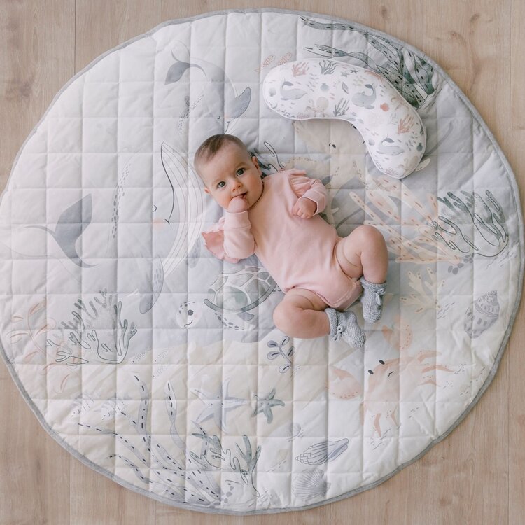 Mister Fly Water Resistant Playmat & Tummy Time Pillow - Ocean