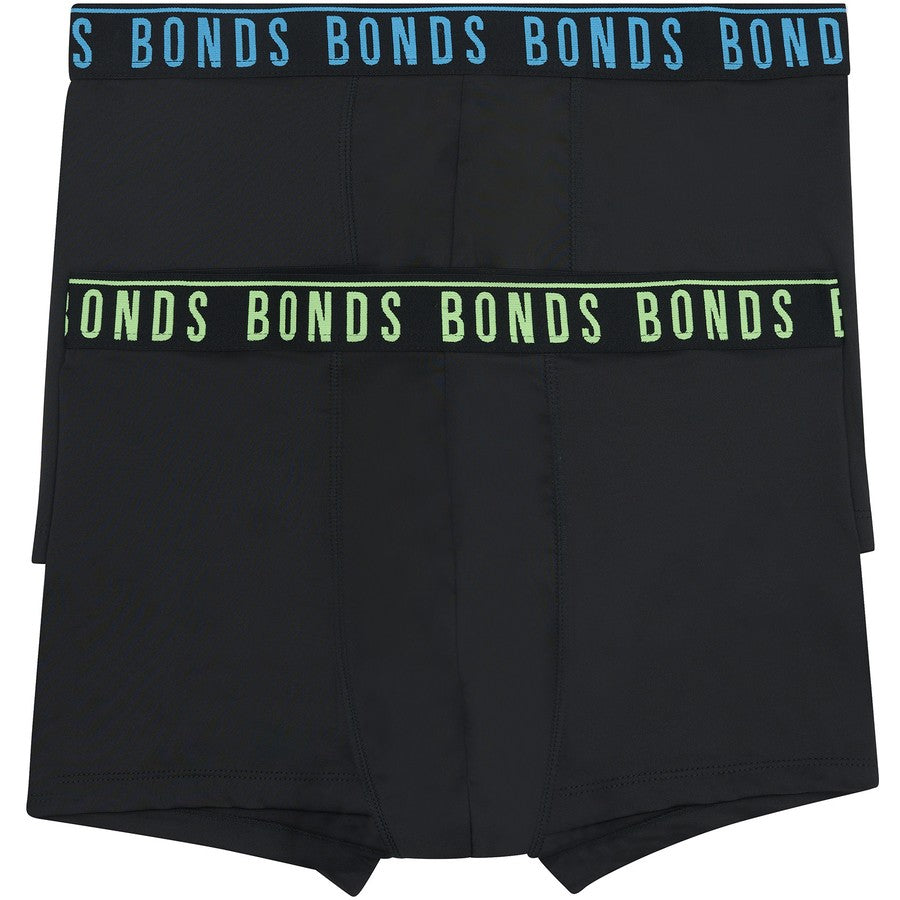 Bonds Men's Everyday Microfibre Trunks 2 Pack - Black/Yellow/Blue