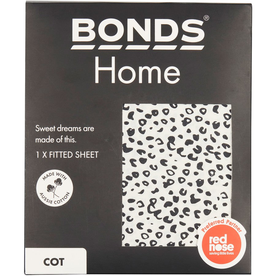 Bonds Home Aussie Cotton Cot Sheet - Little Leopard Marscarpone