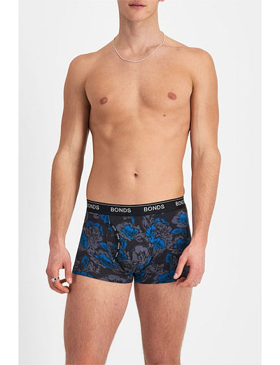 Bonds Men's Guyfront Trunk - Black/Grey/Blue Floral