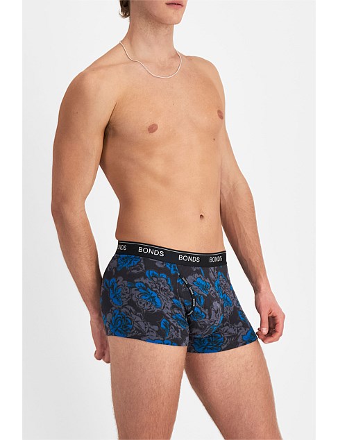 Bonds Men's Guyfront Trunk - Black/Grey/Blue Floral