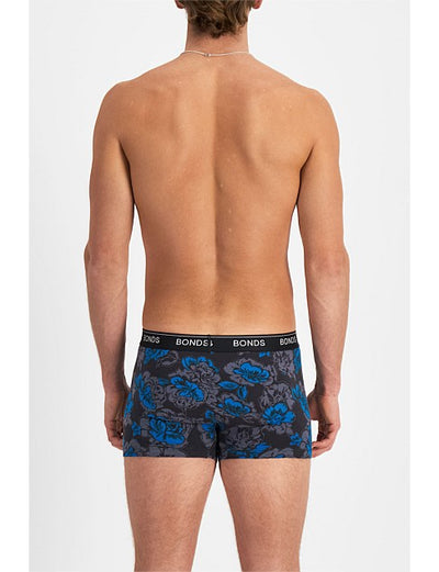 Bonds Men's Guyfront Trunk - Black/Grey/Blue Floral