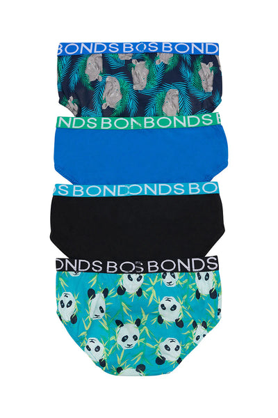 Bonds Boys 4 Pack Brief - Rodney Rhino