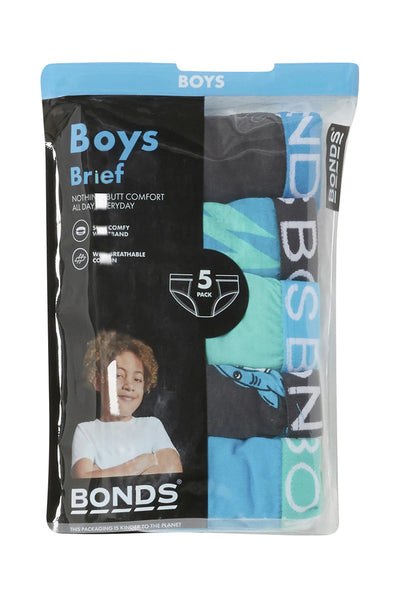 Bonds Boys Brief 5 Pack - Ziggy Zig-Ah