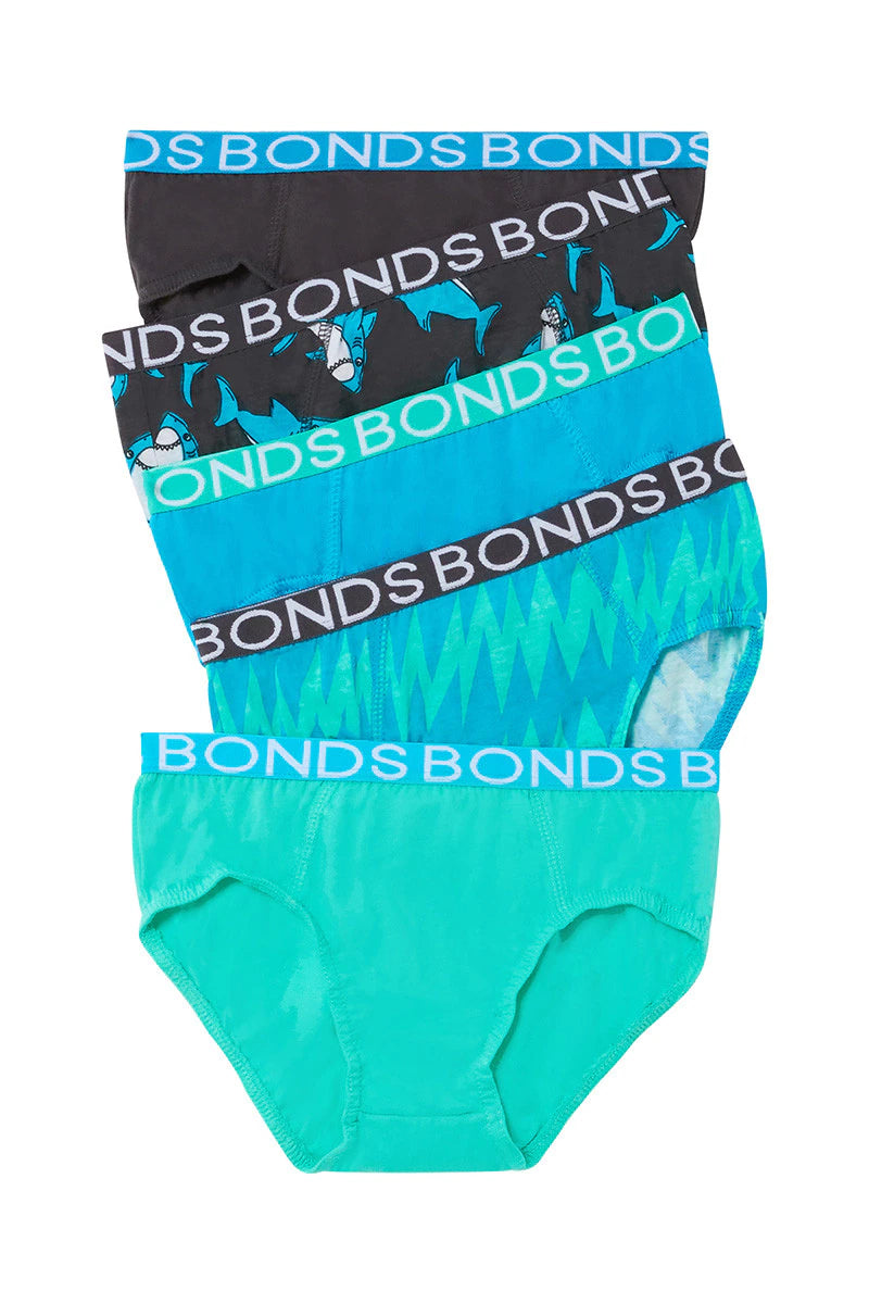 Bonds Boys Brief 5 Pack - Ziggy Zig-Ah