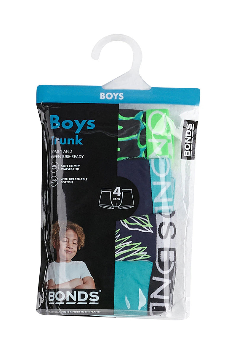 Bonds Boys Trunk 4 Pack - Re-Bubble Logo