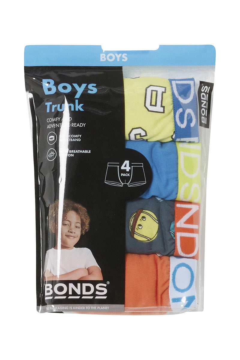 Bonds Boys Trunk 4 Pack - Bonds Game Day Orange