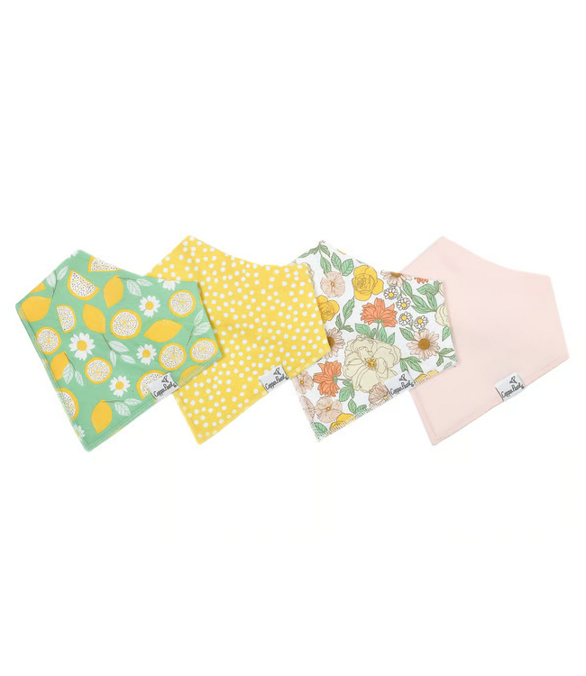 Copper Pearl Bandana Bib Set 4 Pack - Lemon