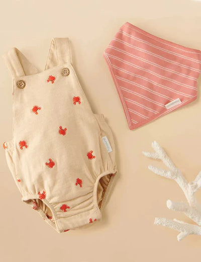 Purebaby Crab Short Overall Set - Crab Broderie
