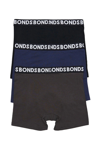 Bonds Mens Everyday Mid Trunk 3 Pack - Black/Khaki/Navy