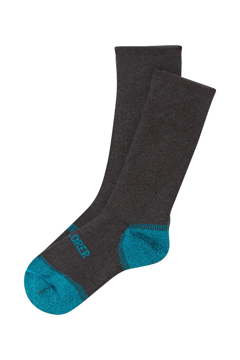 Explorer Womens Thermal Crew Socks 2 Pack - Underwater Teal/Black