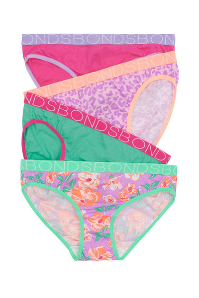 Bonds Girls Bikini 4 Pack - Lilac Glaze