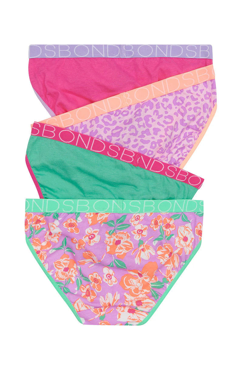 Bonds Girls Bikini 4 Pack - Lilac Glaze