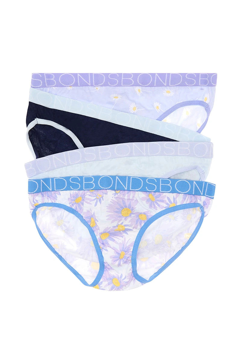 Bonds Girls Bikini 4 Pack - Daisy Day Little Blue