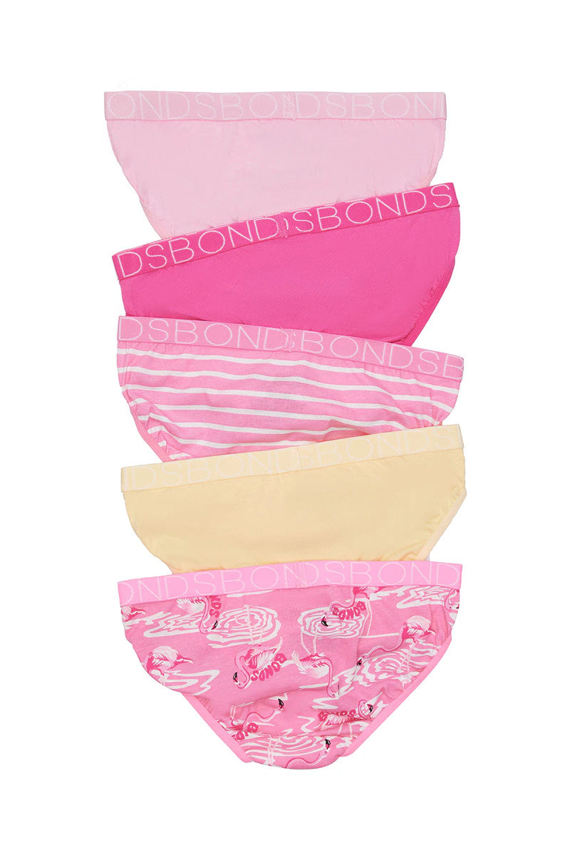 Bonds Girls Bikini 5 Pack - Felicity Flamingo