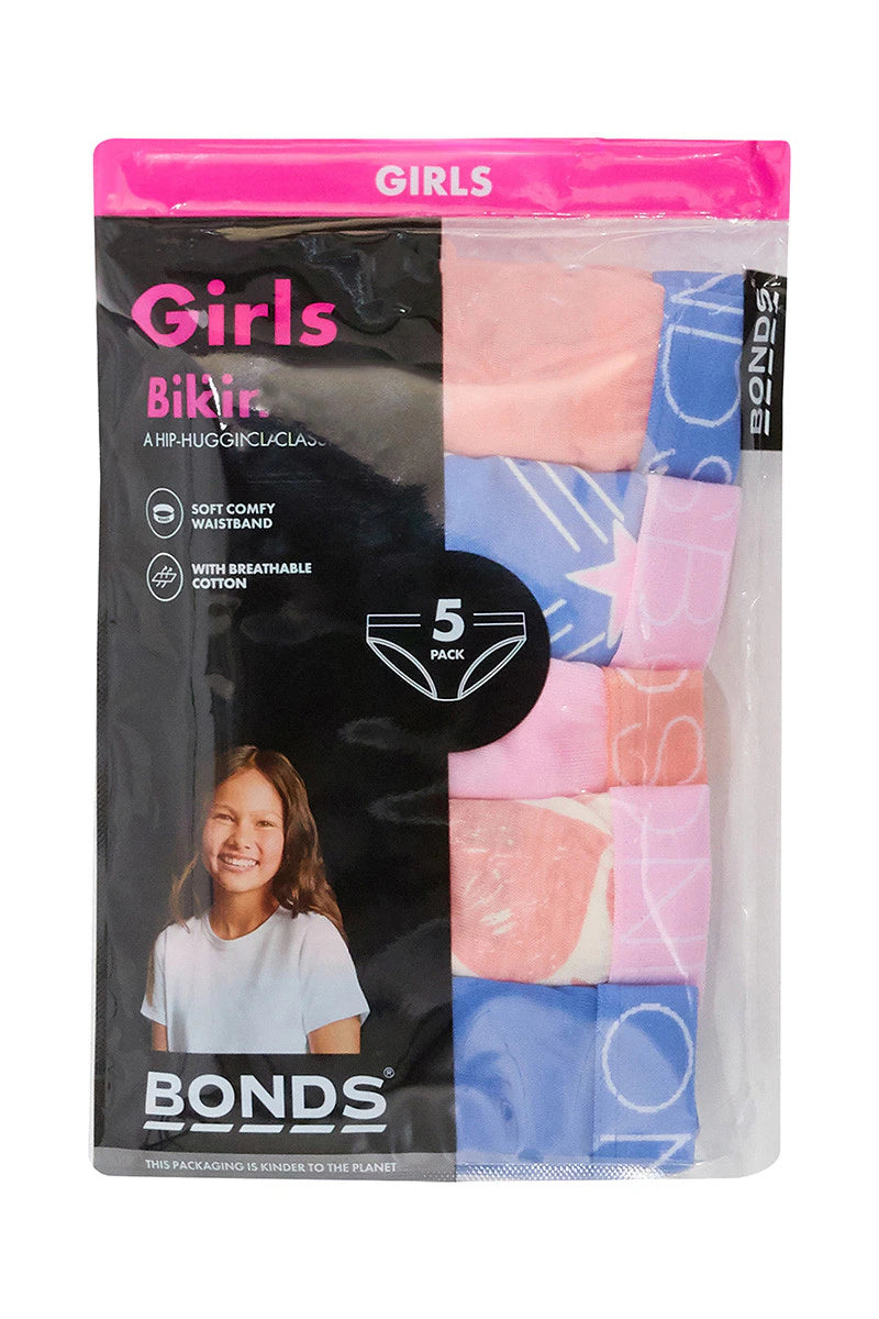 Bonds Girls Bikini 5 Pack - Starlit Check