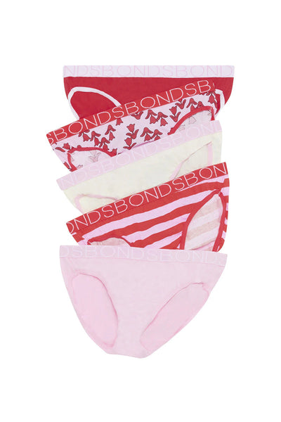 Bonds Girls Bikini 5 Pack - Gumball Pink Stripe