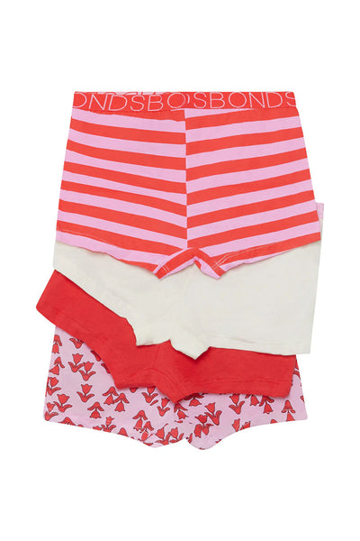 Bonds Girls Shortie 4 Pack - Gumball Pink Stripe