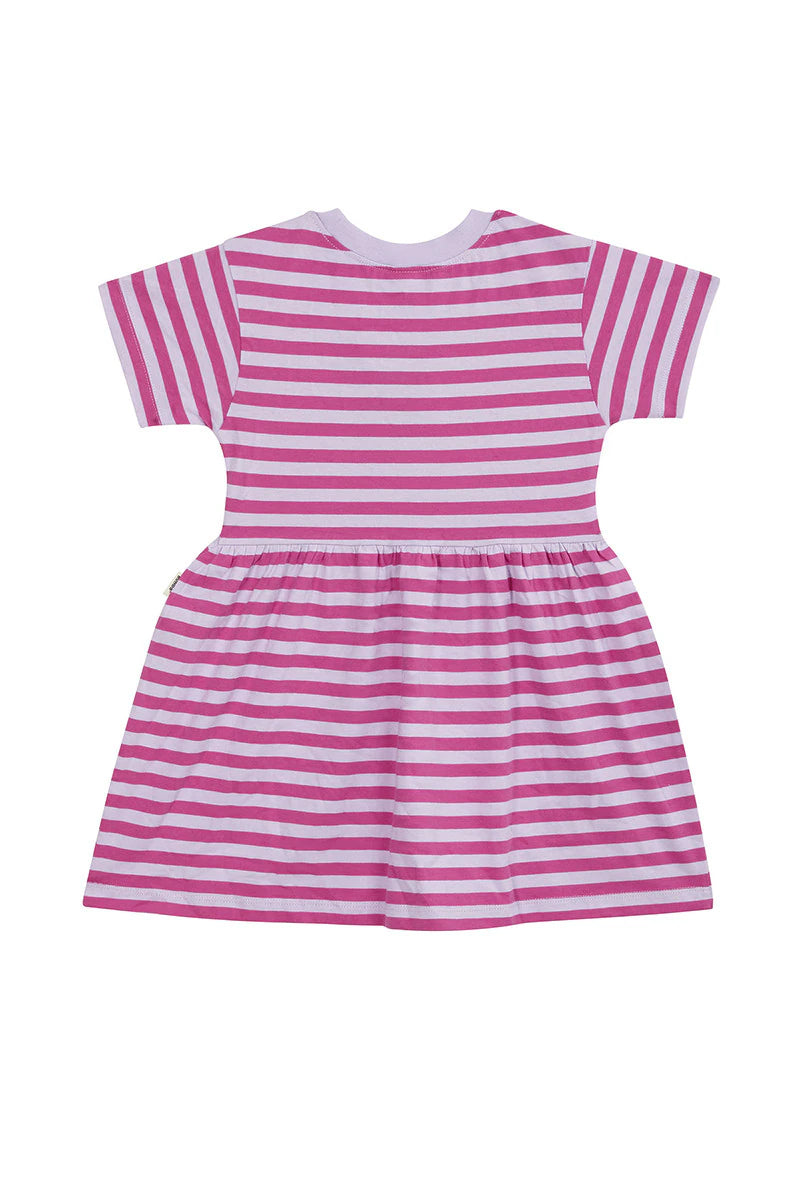 Bonds Girls Tee Dress - Breton Stripe Pink