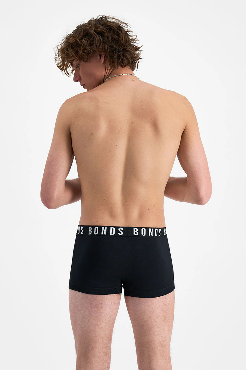 Bons Mens Icons Low Rise Trunk 3 Pack - Black