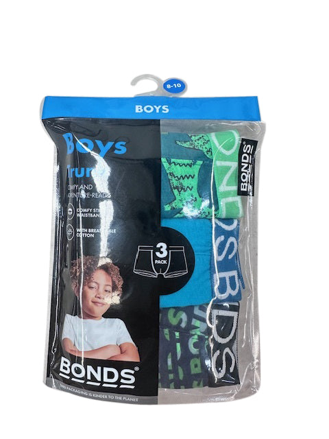 Bonds Boys 3 Pack Trunk - Croc Print/Aqua/Bonds Print