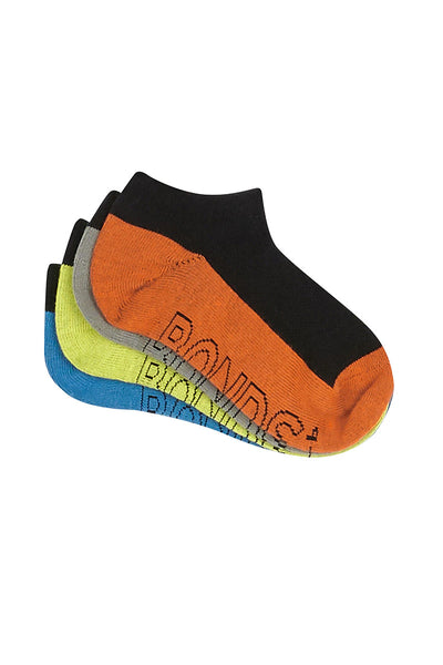 Bonds Kids Logo Light Low Cut Socks 4 Pack - Black/Orange/Grey/Yellow/Blue