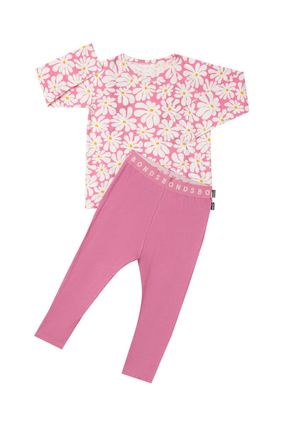Bonds Long Sleeve Waffle Sleep Set - Dancing Daisies Pink