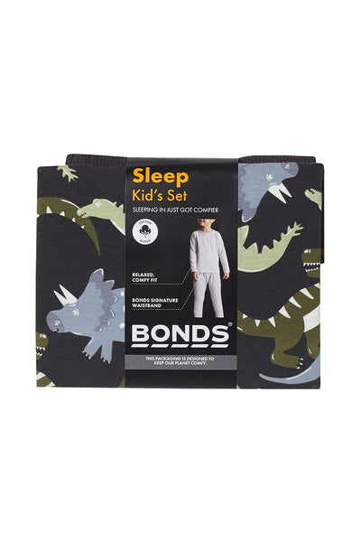 Bonds Long Sleeve Waffle Sleep Set - Sleepy Dino Black