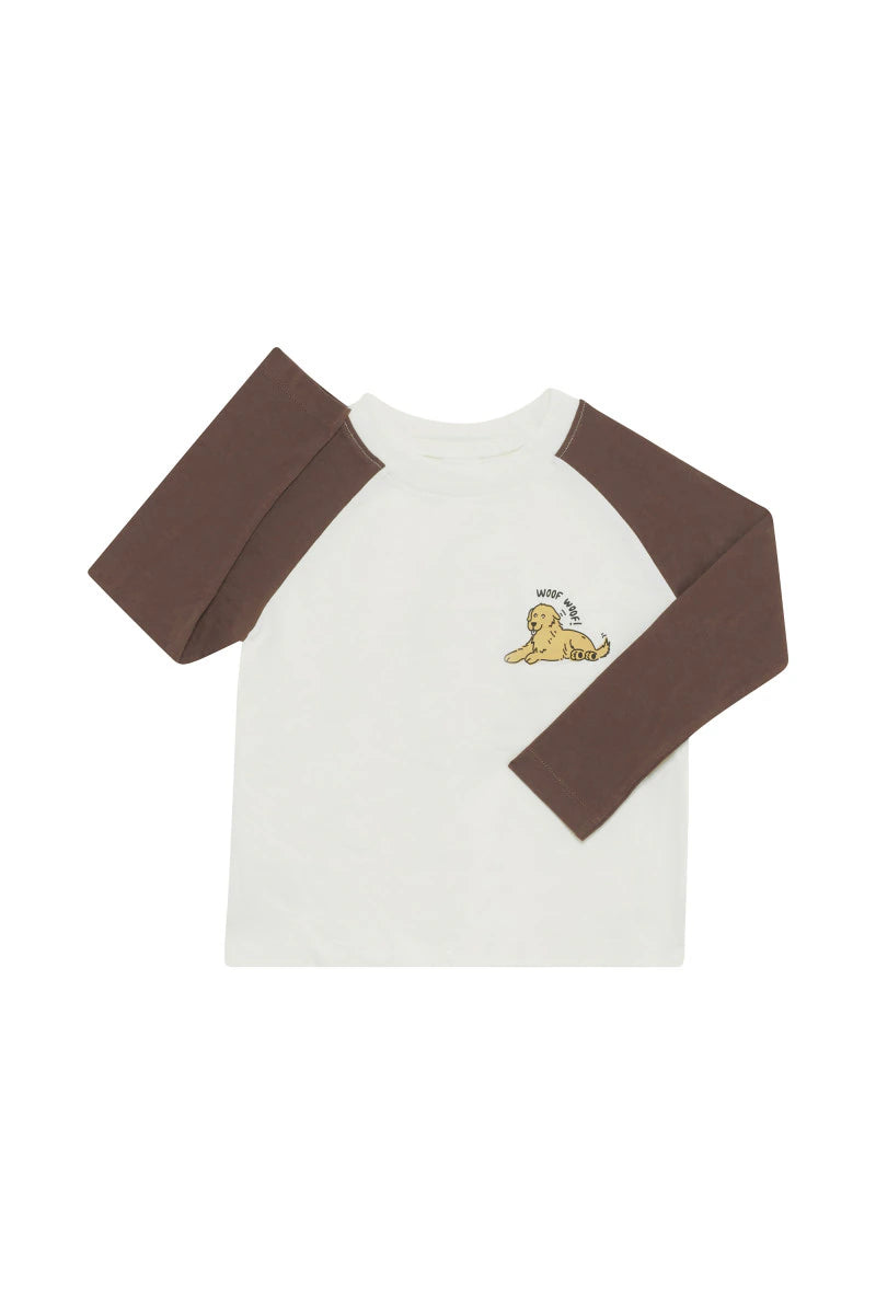 Bonds Kids Next Gen Long Sleeve Raglan Tee - Truffle & Marscapone