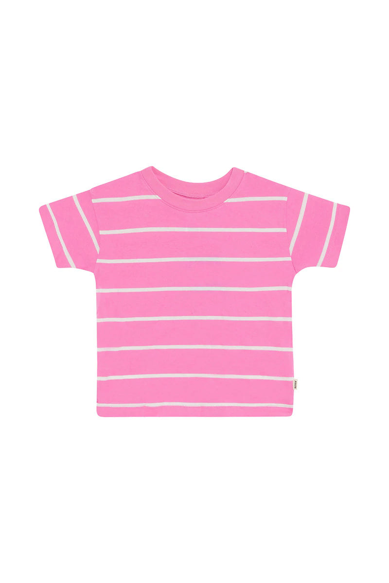 Bonds Kids Short Sleeve Crew Tee - Bonds Rugby Stripe Pink