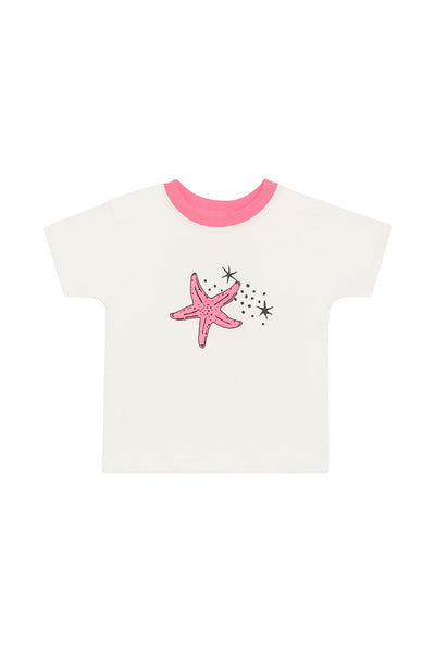 Bonds Kids Short Sleeve Crew Tee - Starry Seaside White